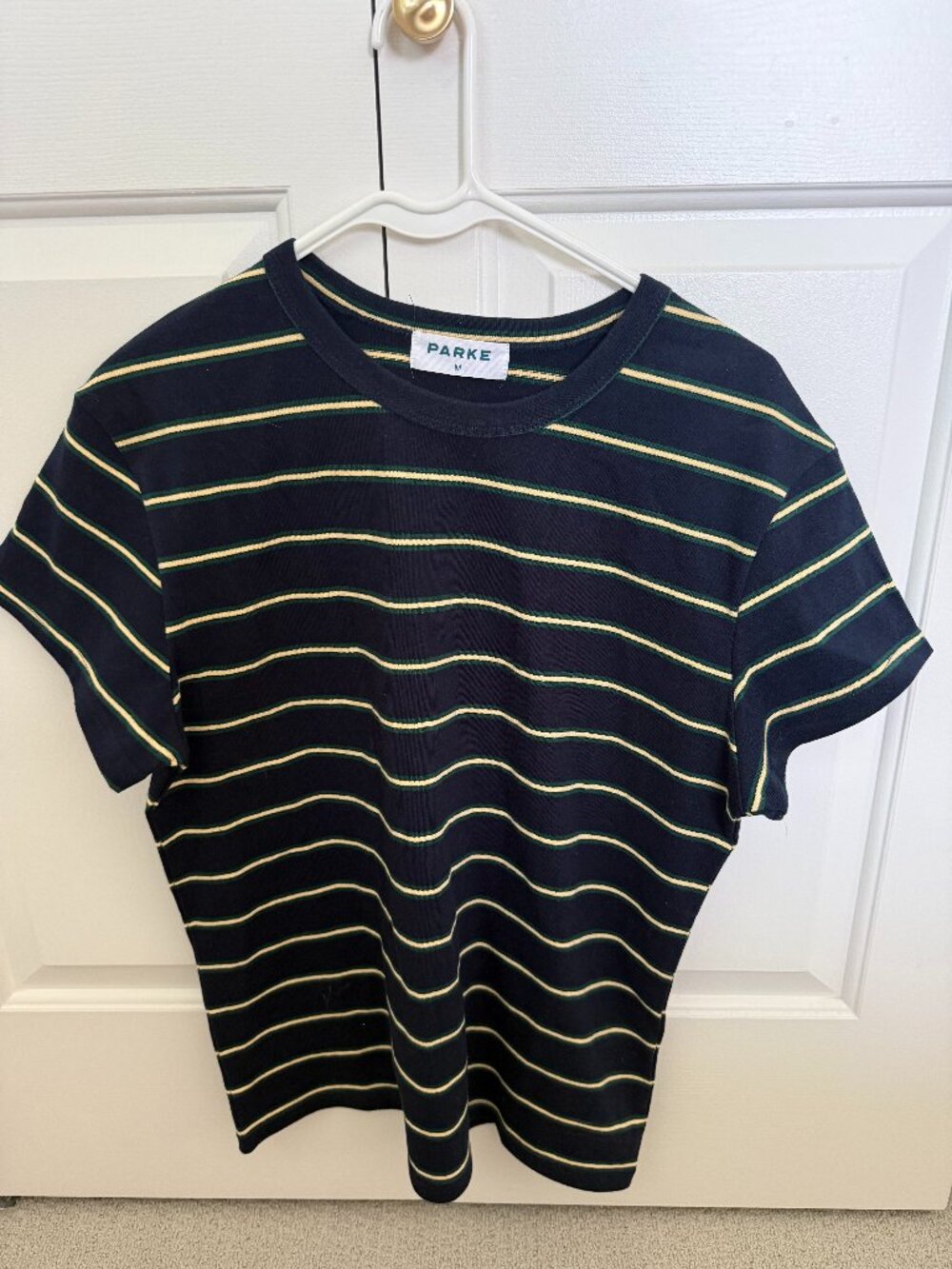 Parke Navy & Yellow Striped Short-Sleeve Tee